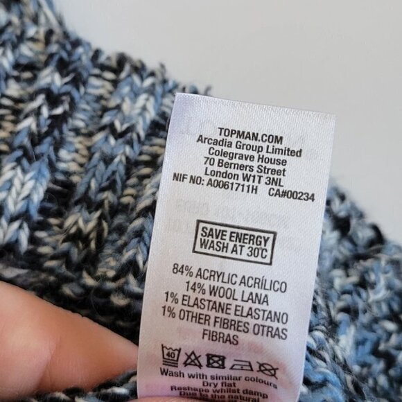 Topman Premium Wool Blend Knit Sweater Blue L - Picture 9 of 11